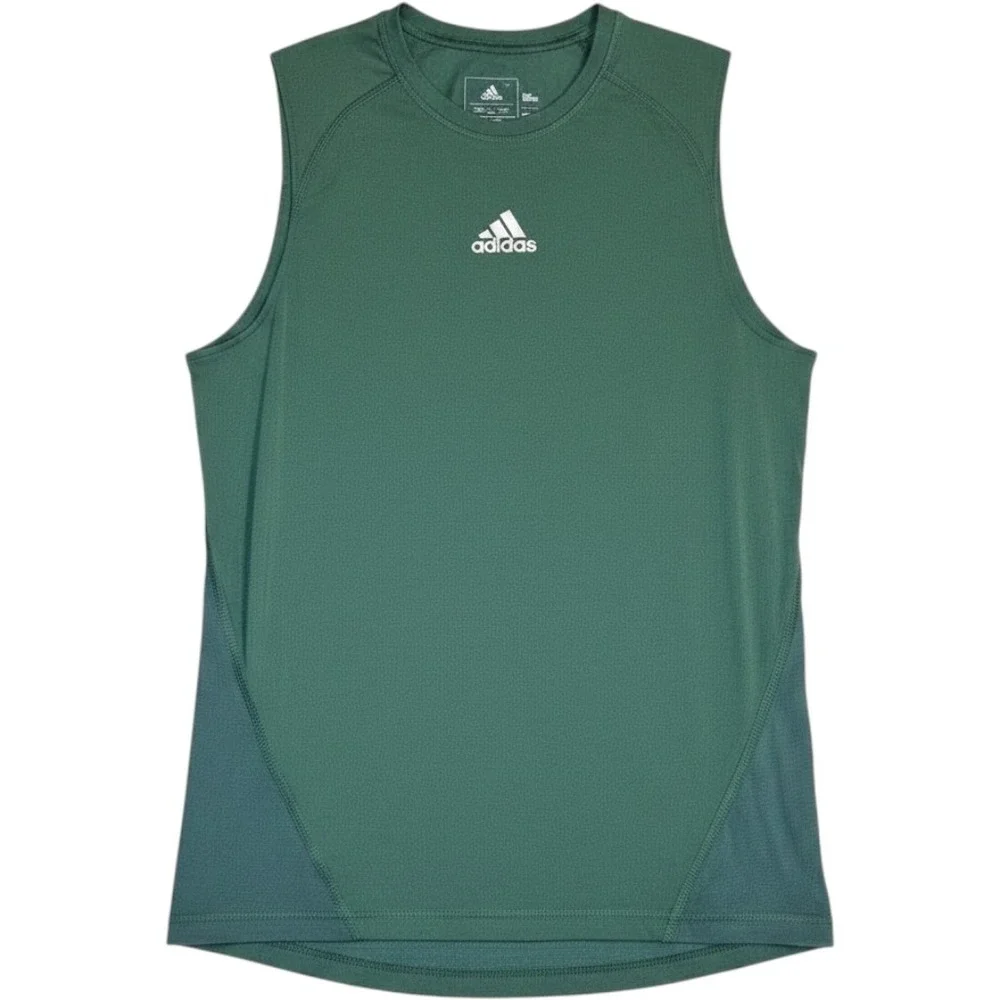 Adidas Techfit Compression Tank Top Mens Medium Green Climacool Sleeveless Shirt